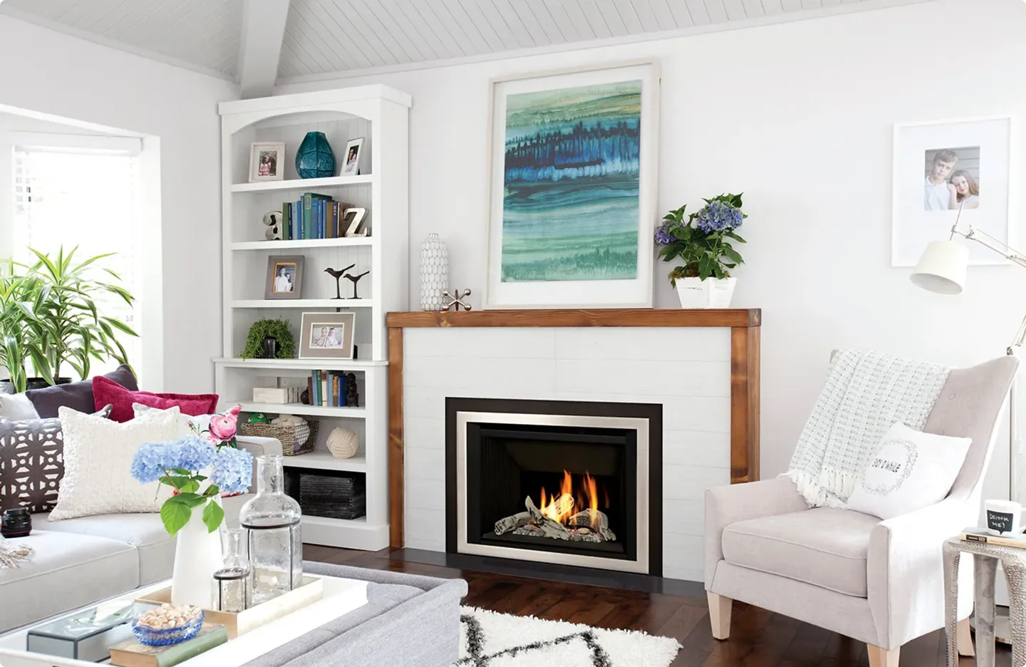 Gas fireplace on display at the Northwind Heating showroom in Surrey, BC
